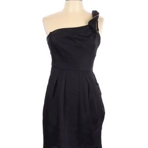 NWT BCBGMAXAZRIA size 10 one shoulder bodycon backless black cocktail mini dress